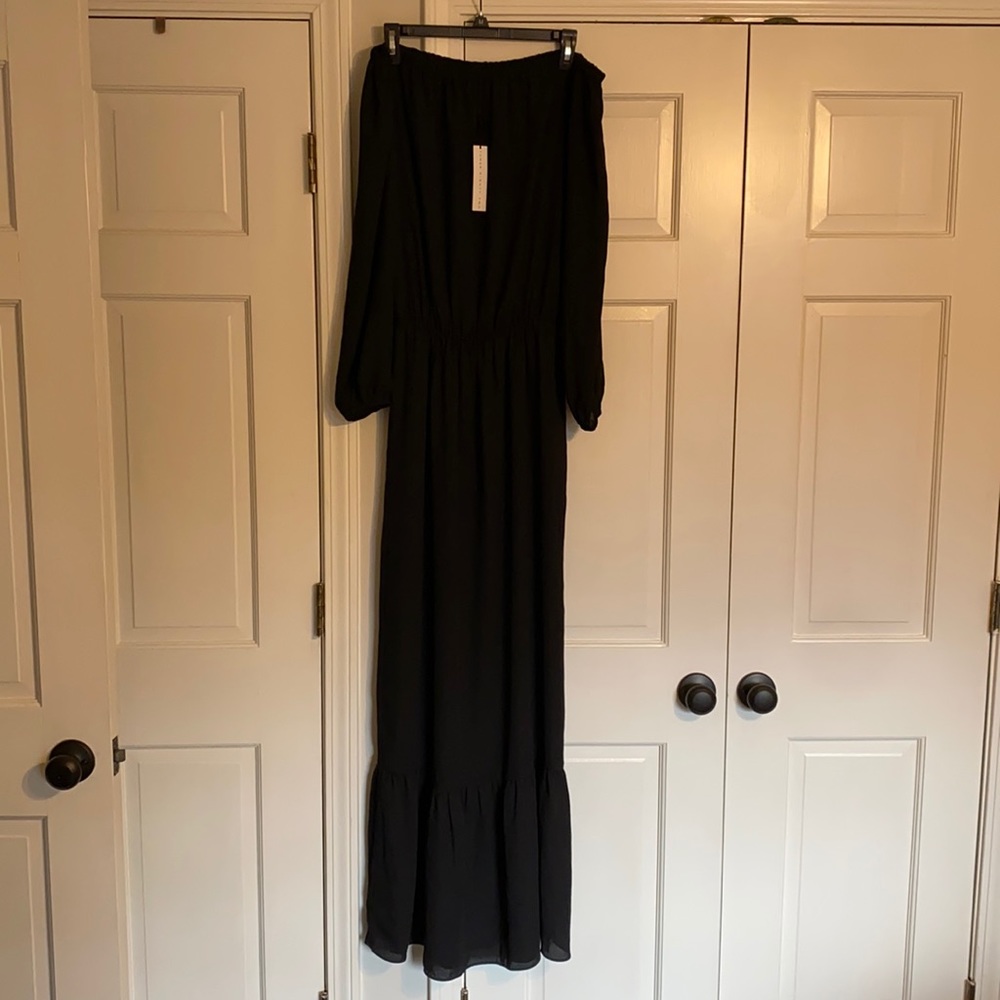 three eighty two / black maxi long sleeve dress